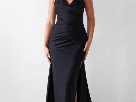 Adele Stretchy Halterneck Gown | Black Online