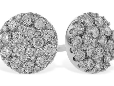 14K White Gold 1.00ctw Diamond Cluster Stud Earrings by Allison Kaufman Fashion