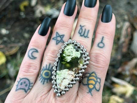 GEMSTONE African Green Opal Shard Ring: Size 8.5 Online now