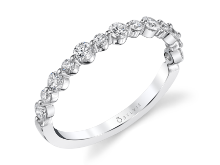 14K White Gold 0.51ctw Round Diamond Bubble Wedding Band For Cheap