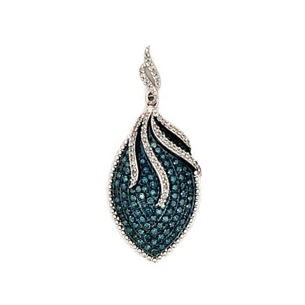 Estate Sterling Silver Blue Diamond Marquise Pendant Cheap