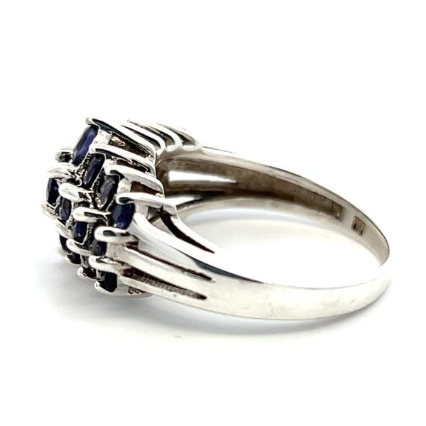 Estate Sterling Silver 2.15ctw Iolite Multi Row Band Hot on Sale