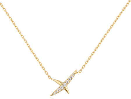 Sterling Silver & 14K Yellow Gold Plated Cubic Zirconia X Necklace by Ania Haie Fashion