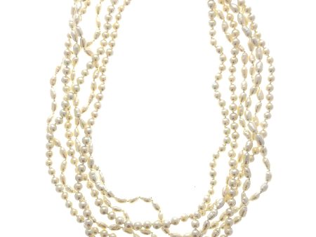 Estate 14K Yellow Gold Lapis Lazuli Clasp & Freshwater Pearl Multi Strand Necklace on Sale