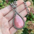 GEMSTONE Rhodochrosite Teardrop Pendant With Flower Online now