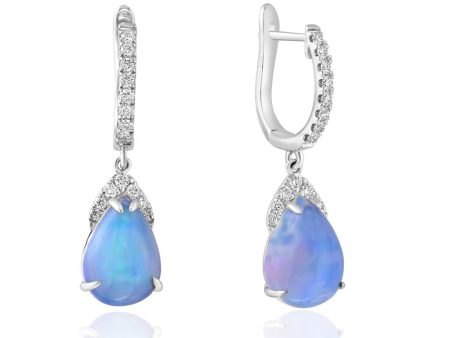 14K White Gold 3.27ctw Pear Opal & Diamond Drop Earrings Online