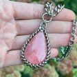 GEMSTONE Rhodochrosite Teardrop Pendant With Flower Online now