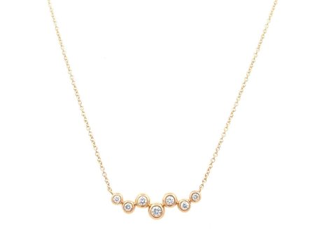 14K Yellow Gold 0.28ctw Round Diamond Bubble Bar Necklace on Sale