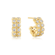 Gold Plated Cubic Zirconia Double Row Huggie Hoop Earrings by Ania Haie For Cheap