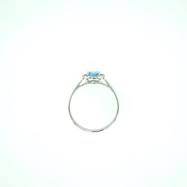 14K White Gold 0.66ctw Round Blue Topaz & Diamond Halo Ring Discount