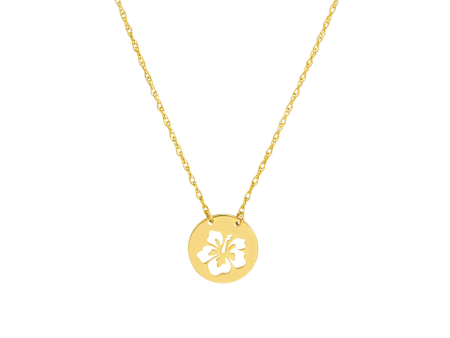 14K Yellow Gold Flower Pendant Necklace by Midas Chain Supply