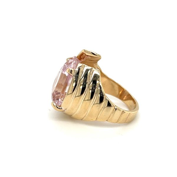 Estate 14K Yellow Gold 13.86ctw Pear Pink Kunzite Solitaire Ring Supply