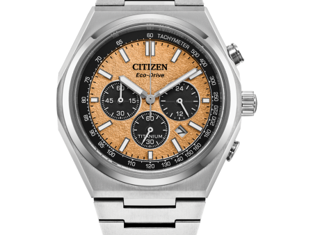 Titanium Eco Drive Salmon Zenshin Chrono Watch by Citizen Online Sale