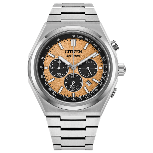 Titanium Eco Drive Salmon Zenshin Chrono Watch by Citizen Online Sale