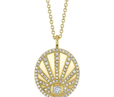 14K Yellow Gold 0.30ctw Round Diamond Eye Necklace by Shy Creation For Sale