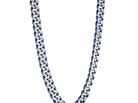 Stainless Steel and IP Blue Curb Chain Men s Necklace For Cheap