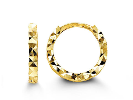 10K Yellow Gold Diamond Cut Kid s Hoop Earrings Online Hot Sale