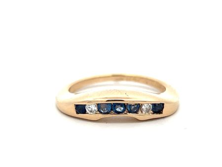 Estate 14K Yellow Gold 0.34ctw Blue Sapphire & Diamond Channel Ring Online