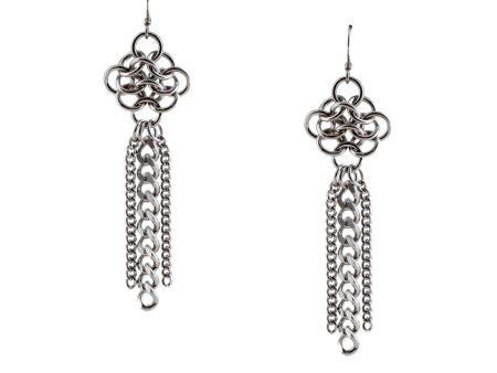 METAL Rosette & Tassel Earrings For Discount