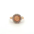 Estate 14K Yellow Gold 0.82ctw Opal & Diamond Halo Edwardian Ring Sale