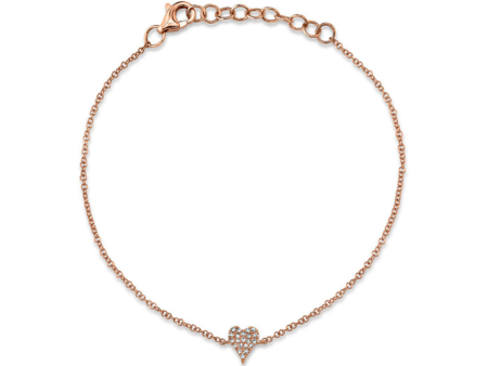 14K Rose Gold Diamond Heart Bracelet by Shy Creation Online