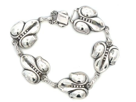 Estate Sterling Silver Flower Link Bracelet Online Hot Sale