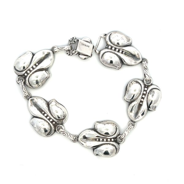 Estate Sterling Silver Flower Link Bracelet Online Hot Sale