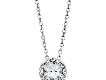 Sterling Silver White Topaz Halo Necklace by Samuel B. Online