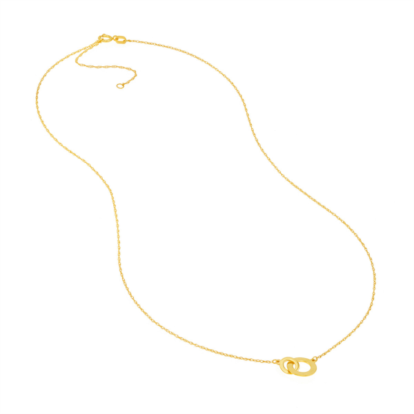 14K Yellow Gold Interlocking Circles Necklace by Midas Chain For Sale