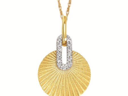 14K Yellow Gold 0.05ctw Diamond Fluted Fan Design Necklace Online Sale