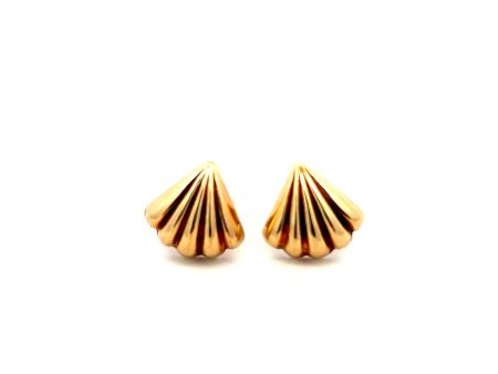 Estate 14K Yellow Gold Fan Stud Earrings For Cheap