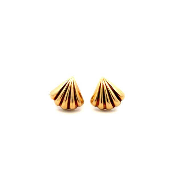 Estate 14K Yellow Gold Fan Stud Earrings For Cheap