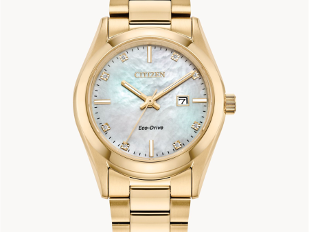 Eco Drive Mother of Pearl Dial Sport Luxury Watch by Citizen with Diamond Accents For Cheap