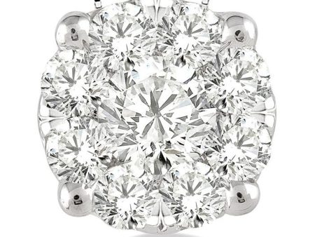 14K White Gold 0.35ctw Round Diamond Cluster Necklace Hot on Sale