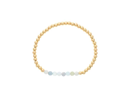 Gold Filled Aquamarine Bead Stretch Bracelet by Dee Berkley For Cheap