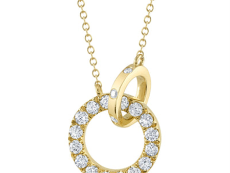 14K Yellow Gold 0.54ctw Round Diamond Dual Circle Necklace by Shy Creation Online