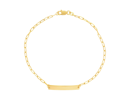 14K Yellow Gold Engravable ID Bar Bracelet by Midas Chain Cheap