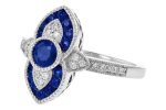 14K White Gold 0.80ctw Blue Sapphire & Diamond Ring by Allison Kaufman Online Sale