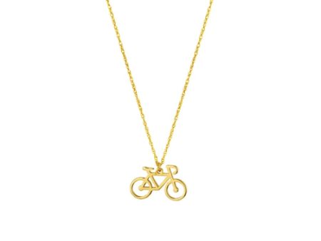 14K Yellow Gold Bicycle Pendant Necklace by Midas Chain Sale