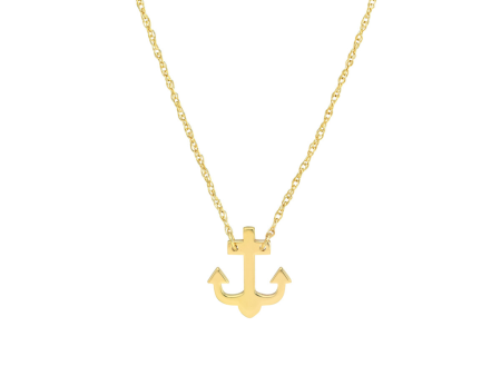 14K Yellow Gold Anchor Pendant Necklace by Midas Chain Fashion