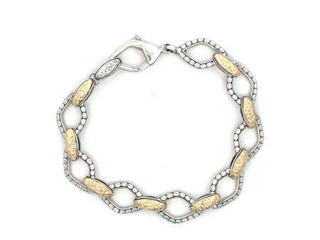 Sterling Silver & 18K Yellow Gold Rhombus Link Bracelet by Samuel B. Cheap