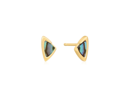 Gold Plated Abalone Stud Earrings by Ania Haie Supply