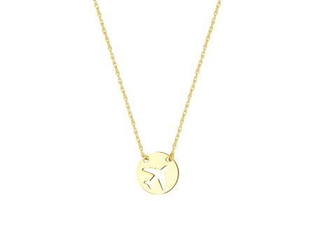 14K Yellow Gold Airplane Pendant Necklace by Midas Chain For Discount