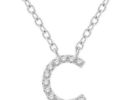 10K White Gold 0.05ctw Diamond Letter  C  Necklace Online Hot Sale