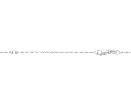 14K White Gold 1.3mm Adjustable Cable Chain Necklace Discount