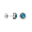 Sterling Silver London Blue Topaz & White Topaz Halo Stud Earrings by Samuel B. Sale