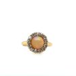 Estate 14K Yellow Gold 0.82ctw Opal & Diamond Halo Edwardian Ring Sale