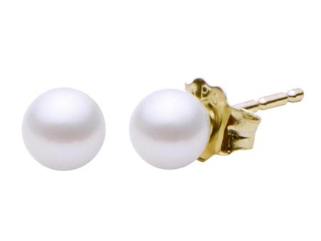 14K Yellow Gold 4mm Freshwater Pearl Solitaire Stud Earrings Discount