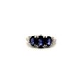 Estate 14K White Gold 1.39ctw Oval Iolite & Diamond Three Stone Ring Online Hot Sale