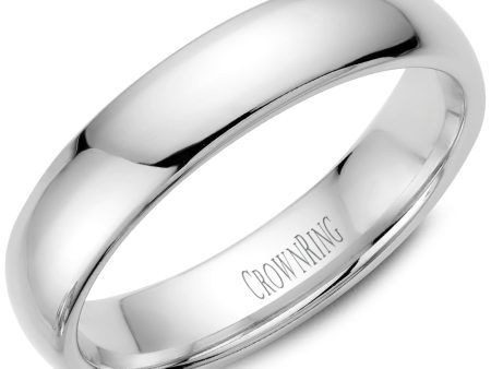 14K White Gold 5mm Lightweight Dome Men s Wedding Band by Crown Ring Online Hot Sale